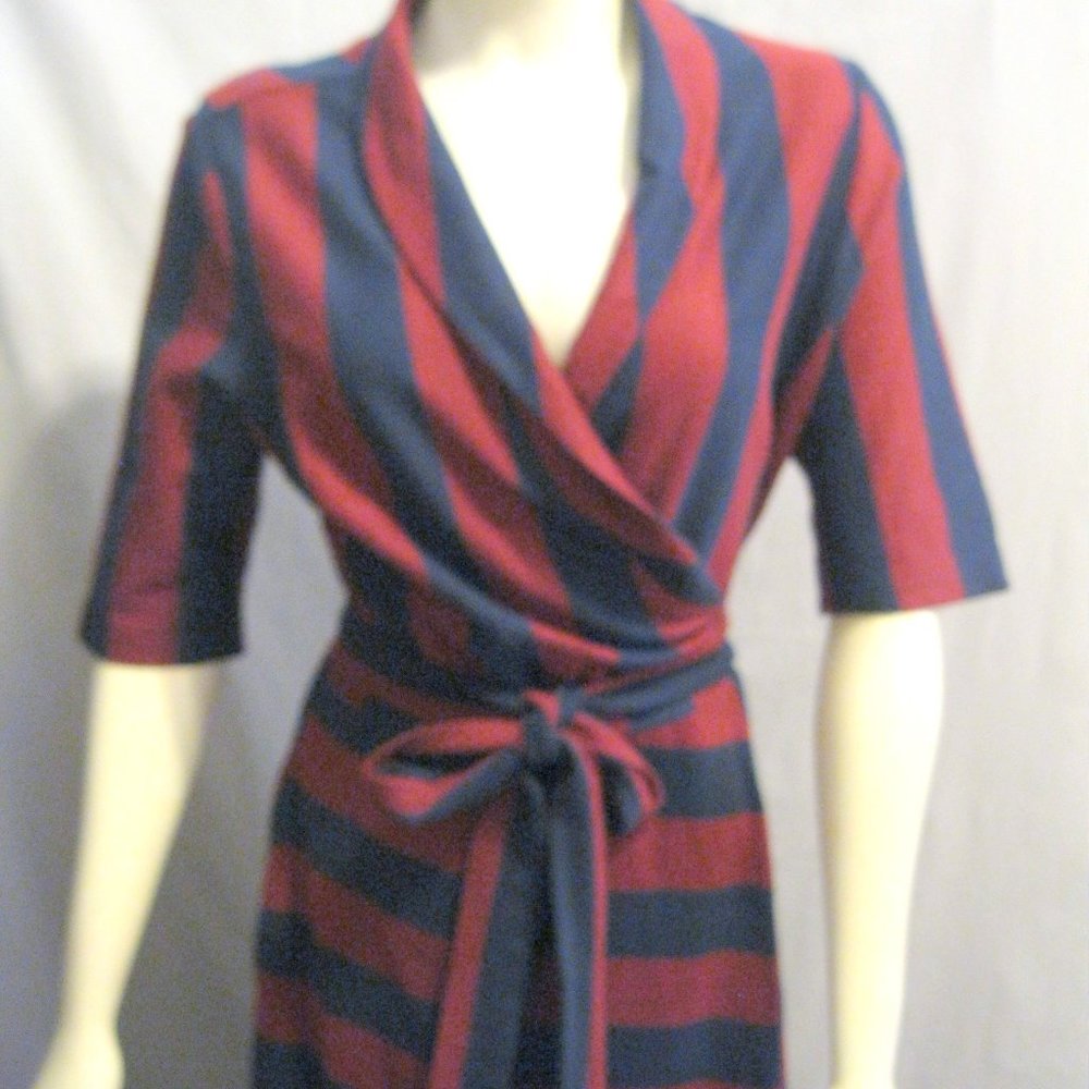 eshakti COTTON KNIT STRIPED WRAP DRESS Size XL-16 - Picture 3 of 6